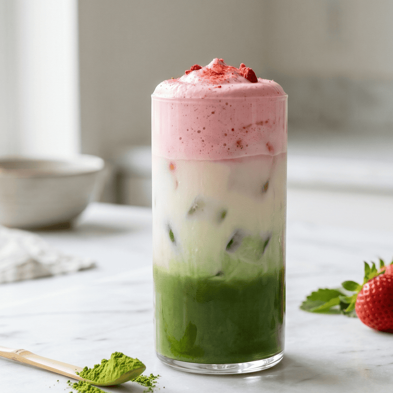 Schiuma fredda di Matcha alla fragola